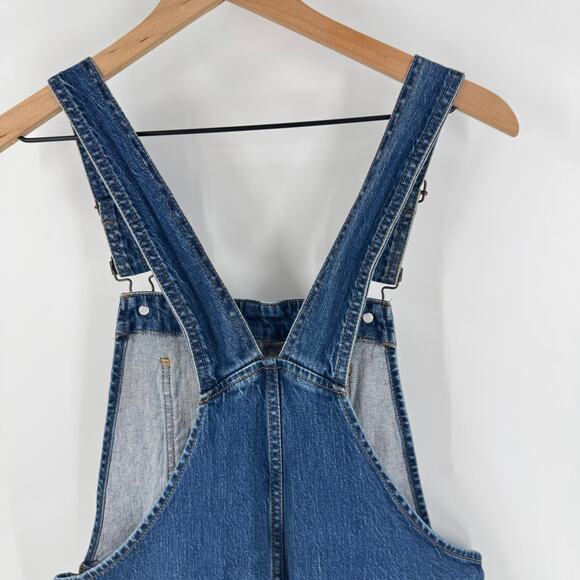 J.Crew Factory Denim Overalls Medium Wash Adjustable Straps Size Large - Picture 5 of 11
